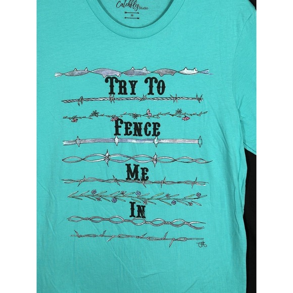 Catchfly short sleeve T-shirt women's medium "Try to fence me in" NWT - Picture 1 of 7